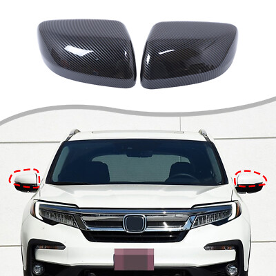 Carbon Fiber  Side Rear View Mirror Cover Caps ABS For Honda Pilot 2023-2024 2PC
