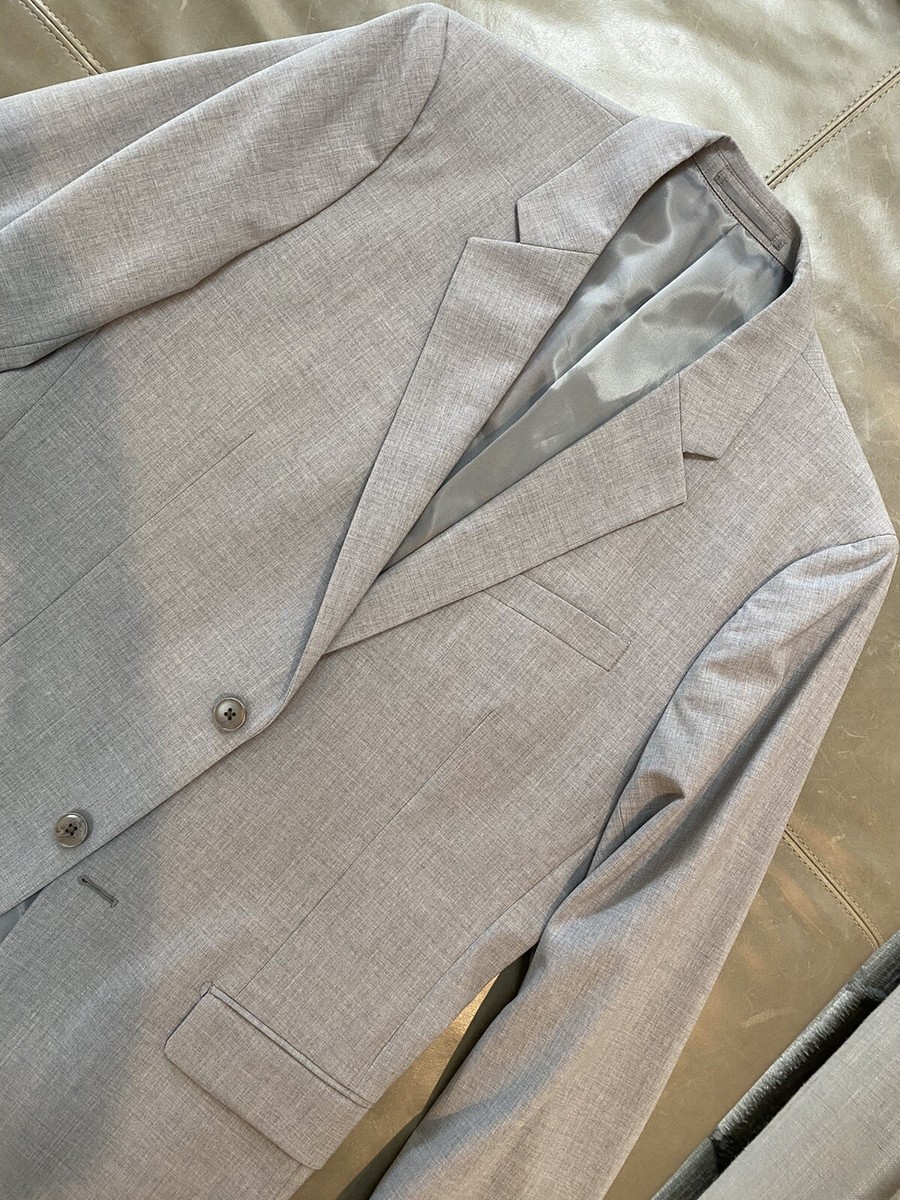 NEW Theory Mens XYLO Tailor Light Gray Stretch Wool Blazer Suit