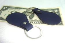 #2 Two Dark BLUE PU Leather Key Fob Blank KEY RING DIY Laser Engraving WRITE OK