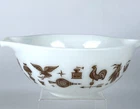 PYREX Early American 2-1/2 Qt Cinderella 443 White w Brown Nesting Mixing Bowl