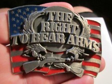 VINTAGE THE RIGHT TO BEAR ARMS BELT BUCKLE - HEAVY - GW-13