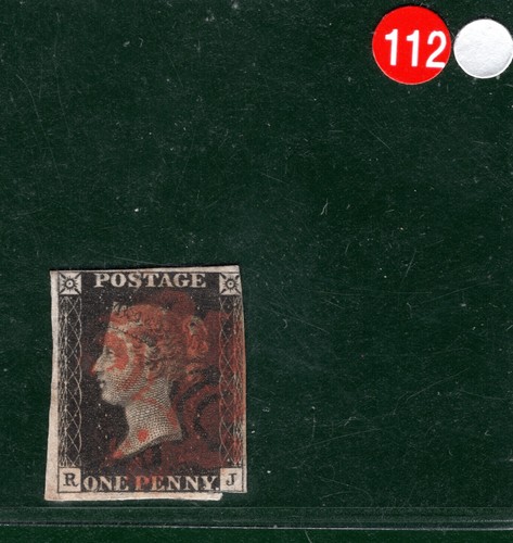 PENNY BLACK QV GB SG.2 1d *Plate 10* (RJ) RAT-TAILED R & Red MX c£1,500- REDS112 - Picture 4 of 6