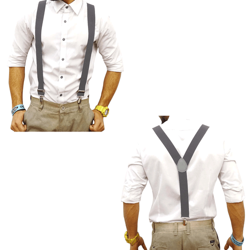 Men Y-Shape Suspenders Elastic Strap Brace 3 Clips Adjustable Pants Brace TBN US - Picture 13 of 18