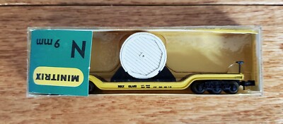 N SCALE MINITRIX DEPRESSED CENTER FLAT CAR ROCK ISLAND #3119