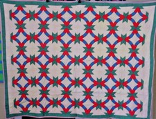 AMAZING ANTIQUE SWAG STAR WEDDING RING QUILT