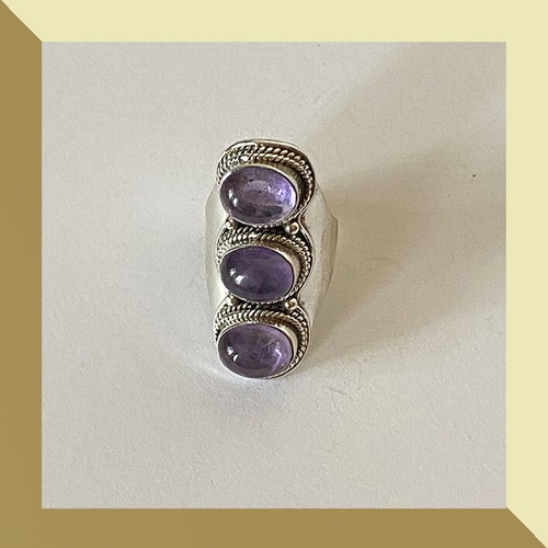¡Anillo de plata esterlina amatista natural hecho a mano de la India! - Imagen 3 de 7