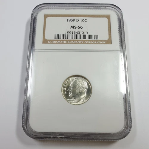 1959 D NGC MS66 - Silver Roosevelt Dime 10c US Coin #55165B