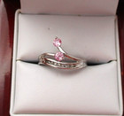 10K White Gold Pink Topaz & Diamond Ring Size 7.25 [R194] — photo 2
