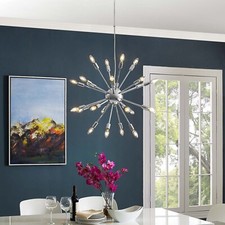 Mid-Century Modern Metal Sunburst Ceiling Light Fixture Pendant Chandelier