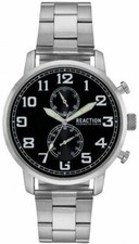 NEW KENNETH COLE SILVER CHROME,BLACK CHRONO LARGE DIAL,BRACELET WATCH RK50968012