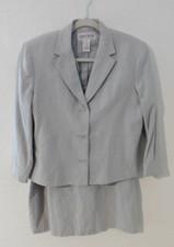 Jones Wear Light Grey Linen Blend Skirt Suit Blazer Skirt Lined Size 10