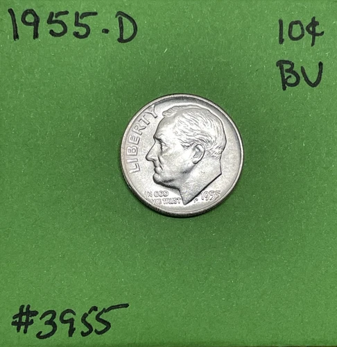 1955 D Roosevelt Dime 10c BU Uncirculated Mint State 90% Silver