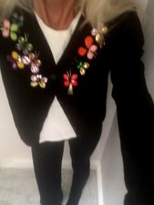 BNWT Moschino Boutique Net a Porter Crystal Embellished Black Wool Cardigan UK8