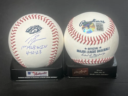 Taj Bradley Signed Auto Rays 25th Anniversary Baseball Beckett Holo 1st Win