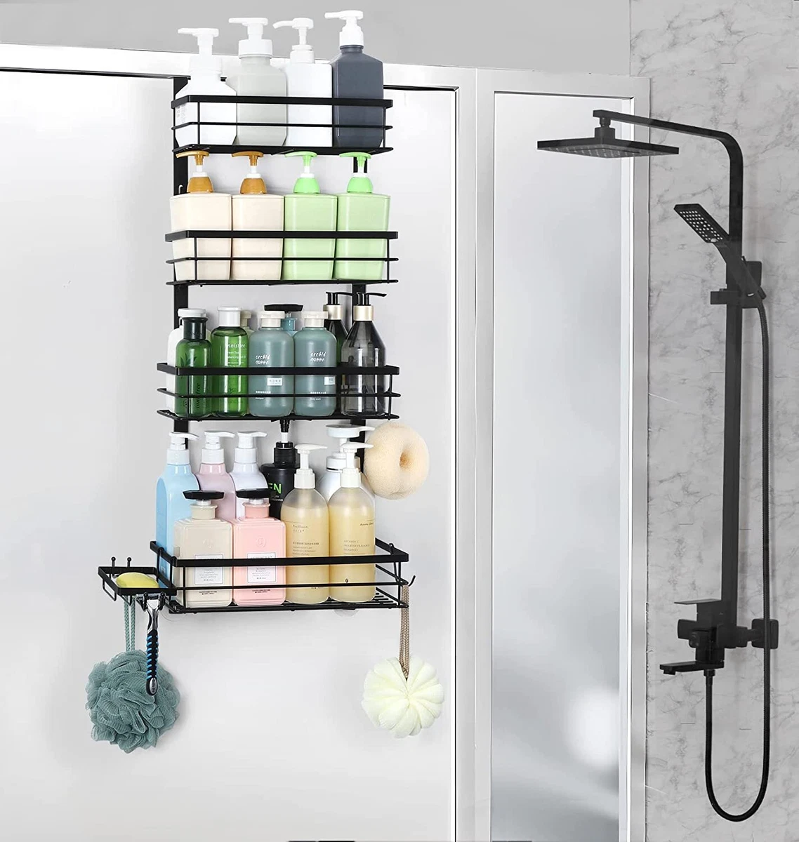 Shower Caddy Hanging Razor And Sponge Adhesive Shower Shelf Bathroom