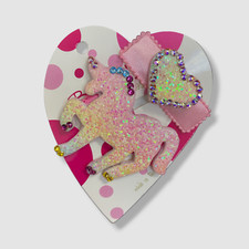 Set Fermagli Capelli Cuore Unicorno Rosa Giallo Glitter Bari Lynn Bambina $28
