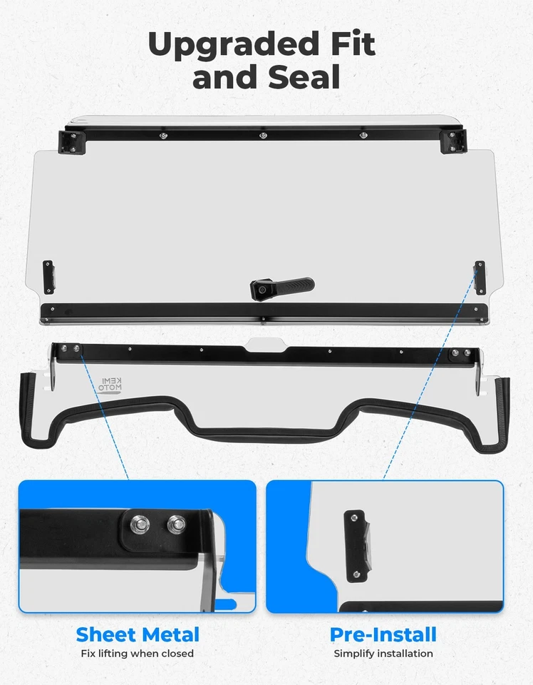 Parabrisas delantero dividido abatible UTV para Polaris RZR XP 1000/4 Turbo 4 2019-2023 Foto 4 de 4
