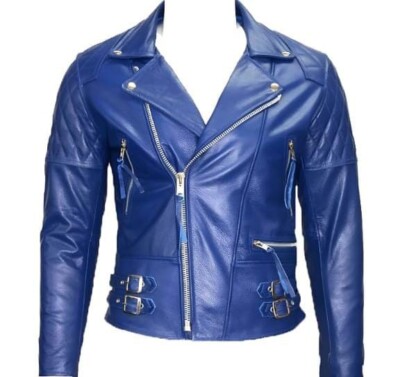 Men's Royal Blue Real Lambskin Leather Jacket | Jacket For Men | Biker Jacket 