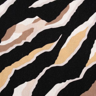 Bekleidungsstoff Viskose Leinen Streifen schwarz weiß beige taupe