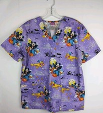 The Wonderful World Of Disney Medical Halloween Purple Scrub Top Size Small
