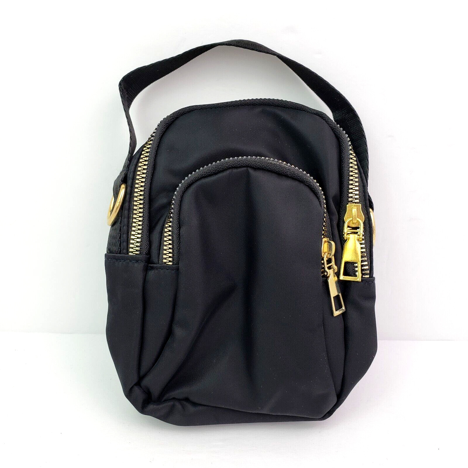 Unbranded Girls Teen Womens Black Gold Small Crossbody Bag Purse