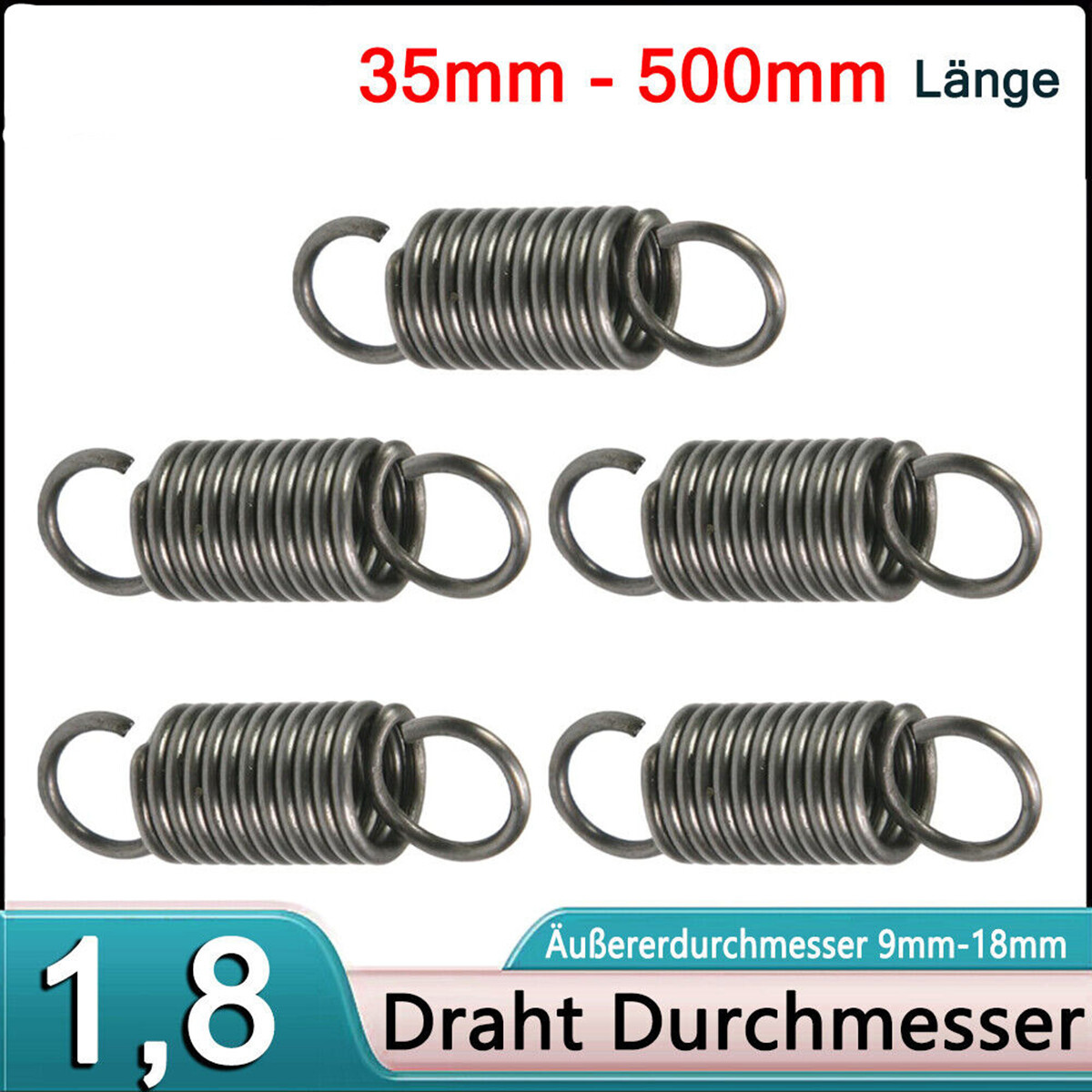 Federstahl Feder Zugfeder 1,8mm Draht Durchmesser Haken Ösen