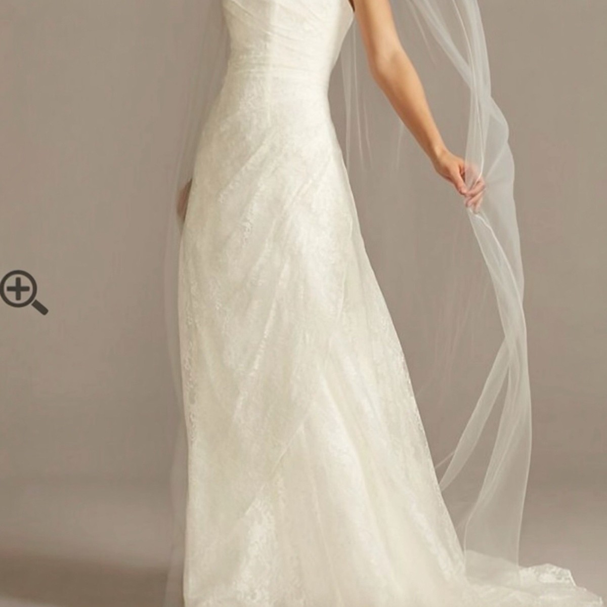 Davids Bridal All Over Lace A-Line Strapless Wedding Dress Davids Bridal All Over Lace A-Line Strapless Wedding Dress