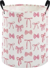 Pink Laundry Basket Bowknot Hamper for Nursery Pink Hamper Cute Storage Bin