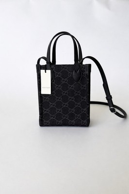NEW Gucci Ophidia Mini GG Denim & Leather Tote/Crossbody Bag w