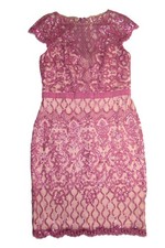 NWT TADASHI SHOJI Miranda in Mauve Pink Sequin Embroidered Tulle Sheath Dress 14