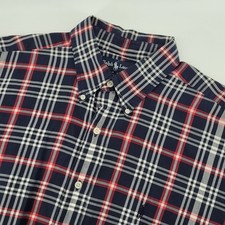Ralph Lauren Button Down Shirt Mens XL Navy Plaid Blake Short Sleeve Cotton