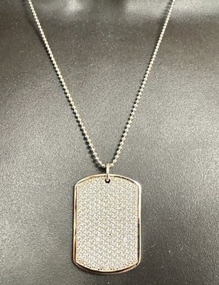 AK Atasay Kuyumculuk Sterling Silber 925 CZ Erkennungsmarke Anhänger Halskette