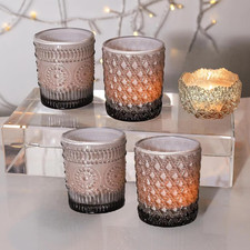 4 ps Grey Clear Glass Votive Candle Holders Vintage Candle Holder Bulk Tealight
