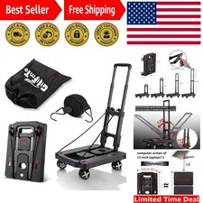 Lightweight Folding Hand Truck Dolly with Adjustable Height - 4 Rotating Wheels