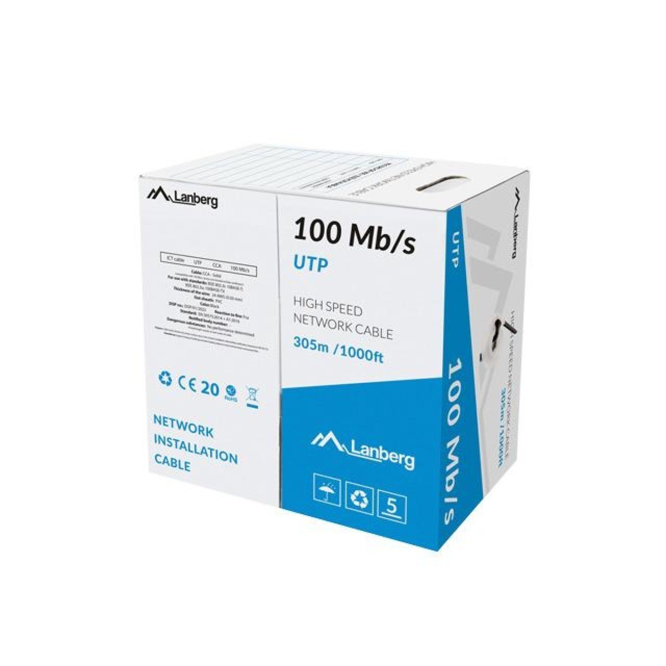 LAN CABLE UTP 100MB/S 305M WIRE CA BLACK LCU5-10CC-0305-BK