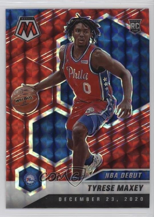 2020-21 Panini Mosaic NBA Debut Red Prizm Tyrese Maxey #263 Rookie RC 11rg