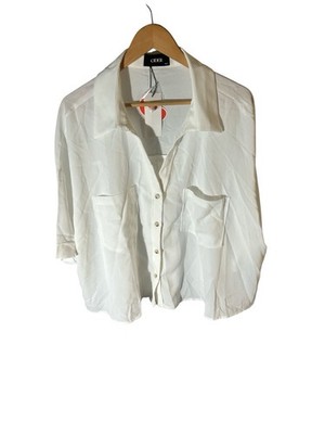 New Micas Deep V 4XL White Button-Up Shirt Long Sleeve Summer Top