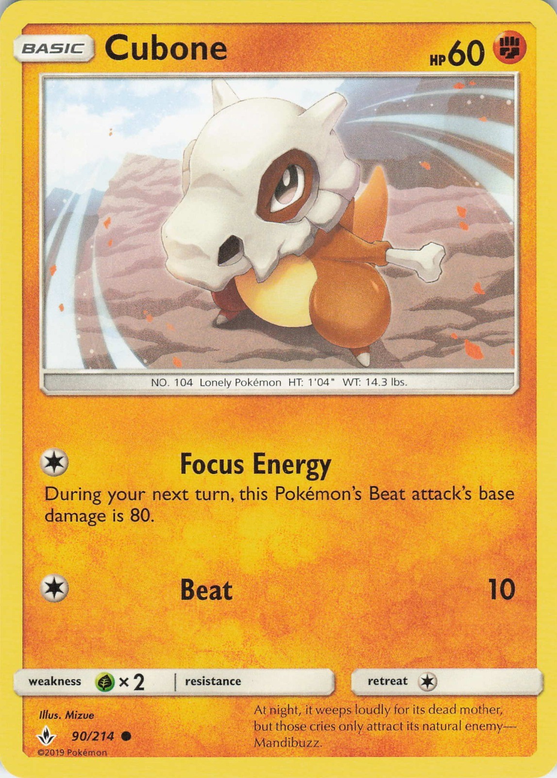 Cubone Common SM - Unbroken Bonds 90/214 LP