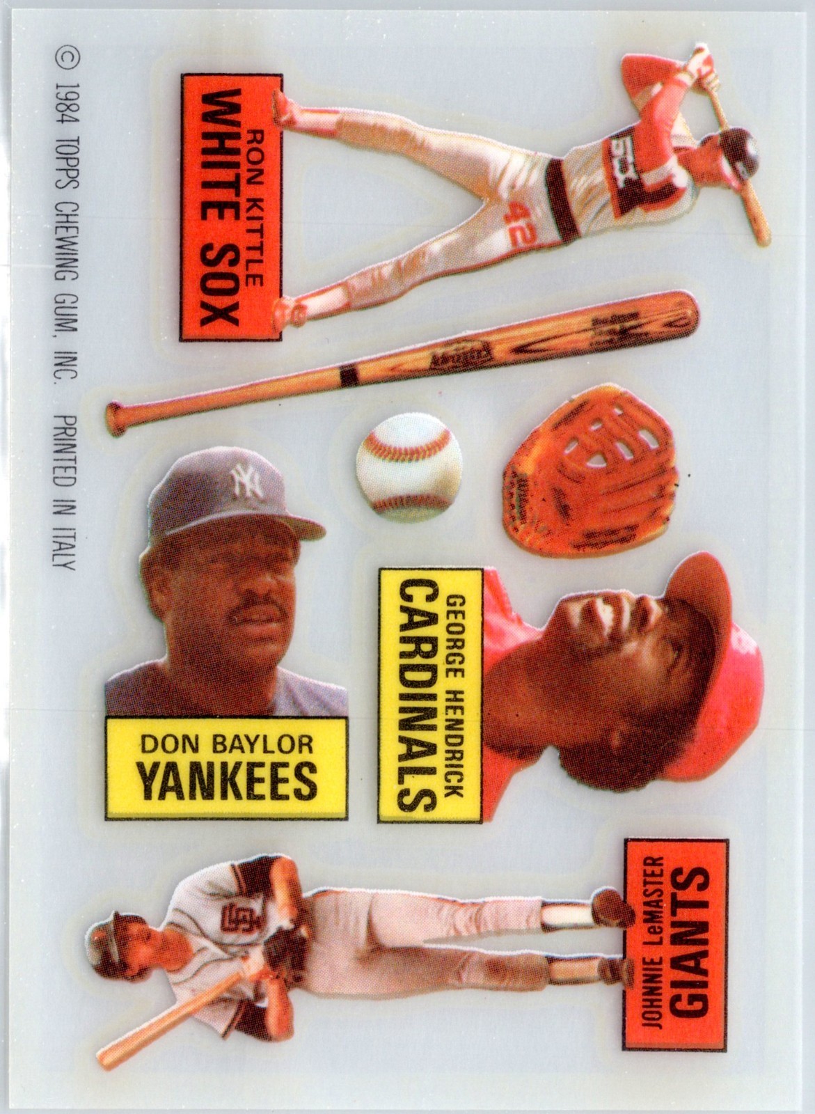 Ron Kittle Don Baylor George Hendrick Johnnie LeMaster 1984 Topps Rub Downs #2