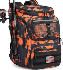 Fishing Backpack with Rod Holders, 40L Tackle Box Backpack for Fishin