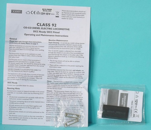 HORNBY R3135 CLASS 92 GBRF EUROPORTE no 92032 BOXED EXTRA PANTOGRAPH TOPS VGC - Picture 6 of 12