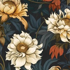 Black Blue Vintage Floral Peel and Stick Wallpaper 17.5" x 118" | Waterproof ...