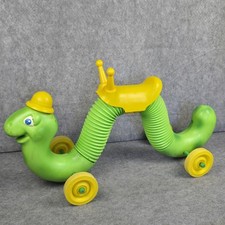 Vintage 1970s Hasbro Inchworm Ride On Toy Original Made In USA Wheels Click