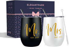 Wedding Gifts for Couple, Mr and Mrs Wine Tumbler Set of 2