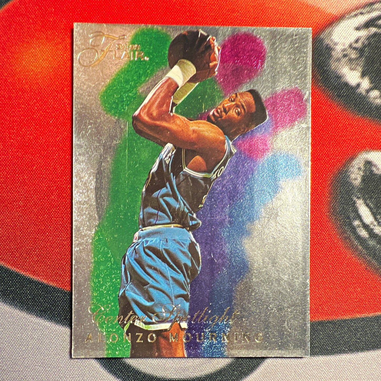 Fleer 1994 Flair Center Spotlight Alonzo Mourning #2 of 6 Charlotte Hornets