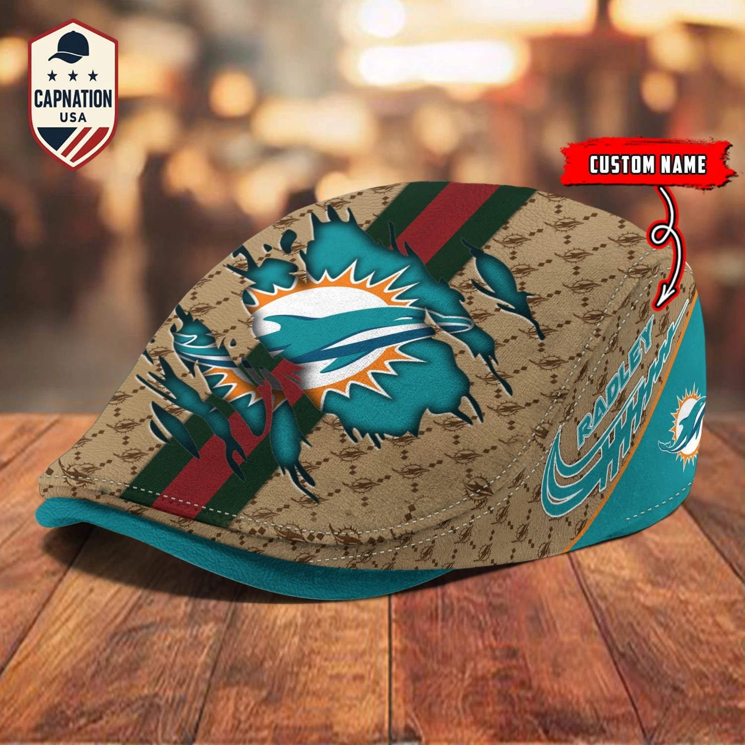 Miami-Dolphins Jeff Cap football Newsboy Cap Golf Cap Driving Gift for Men