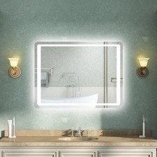 Illuminated Bathroom Mirror with Demister Over Bathroom Sink White LED Light