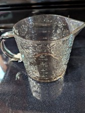 CWC Cook with Color Glass Measuring Cup 32 oz Embossed with Floral Designs New