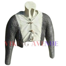 MEDIEVAL Cotton Top With Attatch Flat Riveted with Flat Washer Chainmail Sleeve