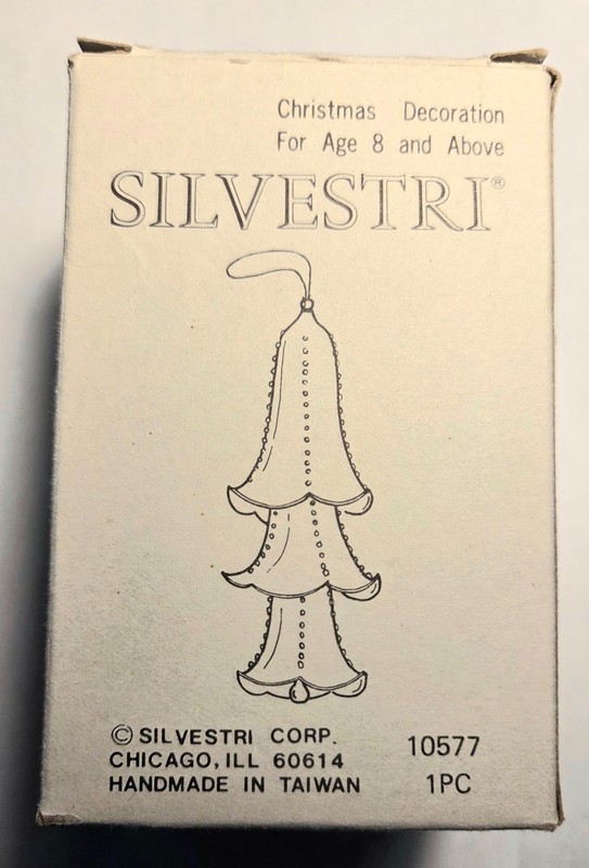Vintage Silvestri Clear Glass 3 Tier Nesting Bells Christmas Ornament In Box